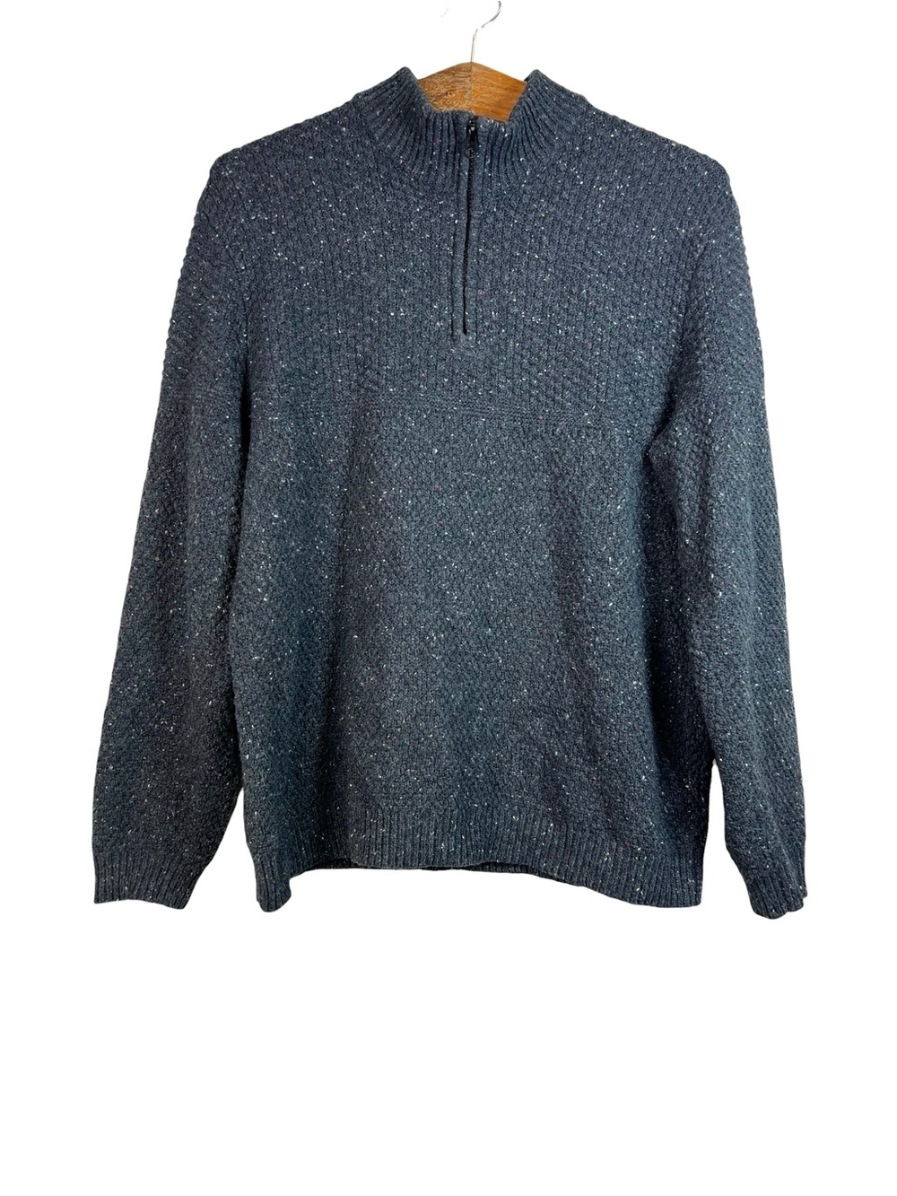 Marine Layer Mens Knit Gray Chunky Sweater Size M 1/4 Zip Grandpacore Pullover